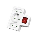 HEITECH Steckdosenadapter mit Schalter 3fach 1Schu/2Euro