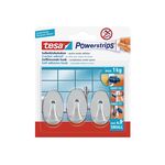 TESA Powerstrips Haken oval chrom 3er Pack