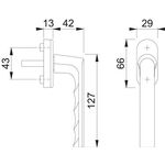 Fenstergriff Hamburg 0700L/U26 Alu.F1 Alu.silberfarben 32-42mm Stand.HOPPE