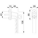 Fenstergriff Hamburg 0700LS/U26 100NM Alu.F9 Alu.stahlfarben 32-42mm abschl.