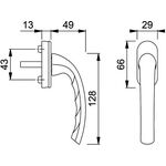 Fenstergriff Tokyo 0710/U26 Alu.F1/naturf.32mm Stand.HOPPE