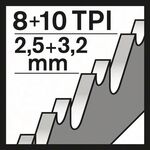 Säbelsägeblatt S 1226 CHF L.300mm B.25mm TPI 8+10 2,5+3,2mm 2x2 Geom. 5er Pk.