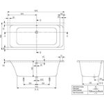 V&B Whirlpoolsystem ARCHITECTURA m BW R-eck 170x80 Tech. Pos 1 we