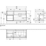 V&B Waschtischunterschrank FINION 1200x603x501mm Regalele. glos. wh Peony