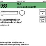 Sechskantschraube DIN 933 VG M16x 35 10.9 galv.verz. 50 Stück - VPE: 50