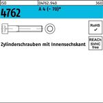 Zylinderschraube ISO 4762 Innen-6kt M4x 12 A 4 500 Stück - VPE: 500