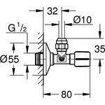 Grohe Eckventil 1/2" Schubros d= 55mm chr