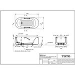 TOTO FLOATING Badewanne freist mit Wannengriff rund we matt