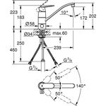 Grohe EH-Spültischbatterie EUROSMART C 1/2Zoll fla Ala integr Vorabsperrung chr