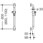 Hewi Brausehalterstange SERIE 801 d= 33mm 1100mm maigrün