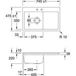 V&B Einbauspüle SUBWAY 45 FLAT 745x475mm Be li Handbet. stone white