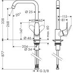 Einhebel-Küchenmischer Focus M41 ComfortZone 260, 1 jet, Eco chrom