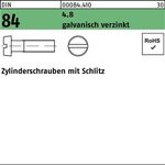 Zylinderschraube DIN 84/ISO 1207 Schlitz M4x25 4.8 galv.verz. 1000St. - VPE: 1000