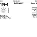 Unterlegscheibe DIN 125-1 A 3,7x 8x0,5 Stahl 140 HV 5000 Stück - VPE: 5000