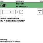 Sechskantschraube DIN 601 Sechskantmutter M12x130 Mu Stahl 4.6 feuerverz. 50St. - VPE: 50