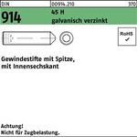 Gewindestift DIN 914 Spitze/Innen-6kt M12x35 45 H galv.verz. 100St. - VPE: 100