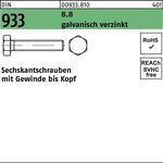 Sechskantschraube DIN 933 VG M6x 55 8.8 galv.verz. 200 Stück - VPE: 200