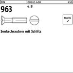 Senkschraube DIN 963 Schlitz M2x 8 4.8 2000 Stück - VPE: 2000