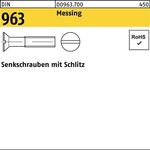 Senkschraube DIN 963 Schlitz M3x 20 Messing 1000 Stück - VPE: 1000