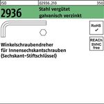 Winkelschraubendreher ISO 2936 Innen-6kt SW 6 Stahl vergütet galv.verz. 50St. - VPE: 50