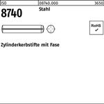 Zylinderkerbstift ISO 8740 Fasen 8x 14 Stahl 100 Stück - VPE: 100