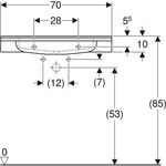 Geberit Waschtisch PUBLICA 700x550mm o HL o ÜL m Ausschnitten z Fes