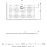 Hoesch Duschwanne MUNA mit Antirutsch 1300x700x30mm weiß