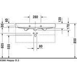 Duravit Möbelwaschtisch HAPPY D.2 m ÜL HLB 1000x505mm o Hahnloch weiß WG