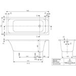 V&B Whirlpoolsystem ARCHITECTURA m BW R-eck 1700x700 Tech. Pos 1 we