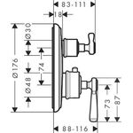 Thermostat AXOR MONTREUX UP m Abstellventil und Hebelgriff chrom