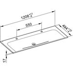 Keuco Keramik-Waschtisch X-LINE 1208x17x494mm m 2x1L-Boh we