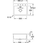 V&B Einbauspüle SUBWAY 60 S FLAT 565x475mm Handbet.