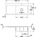 V&B Einbauspüle SUBWAY STYLE 60 FLAT 980x490mm Be re Handbet. we