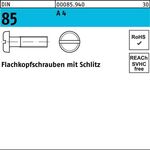 Flachkopfschraube DIN 85/ISO 1580 Schlitz M4x 40 A 4 100 Stück - VPE: 100