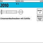 Linsensenkschraube ISO 2010 Schlitz M6x 50 A 2 50 Stück - VPE: 50