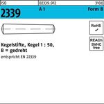 Kegelstift ISO 2339 gedreht 8x 55 A 1 Kegel 1:50 10 Stück - VPE: 10