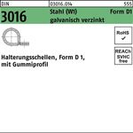 Schelle DIN 3016 Gummiprofil 15x 15 - W1 Stahl galv.verz. 100 Stück - VPE: 100