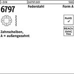 Zahnscheibe DIN 6797 FormA außengezahnt A 3,2 Federstahl 5000 Stück - VPE: 5000