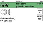 Zahnscheibe DIN 6797 FormV versenkt V 6,4 Federstahl galv.verz. 2000St. - VPE: 2000