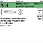 Blechschraube ISO 7051 LISEKO Spitze/PH 2,9x 9,5 -C-H Stahl geh.verz. 2000St. - VPE: 2000