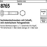 Sechskantschraube ISO 8765 Schaft M22x1,5x110 10.9 10 Stück - VPE: 10