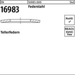 Tellerfeder EN 16983 50x25,4x2,25 Federstahl 100 Stück - VPE: 100