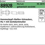 Hammerkopfschraube R 88928 28/15 6-ktmutter M6x15 Mu4.6 galv.verz. 100St. HALFEN - VPE: 100