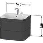 Duravit Waschtischset HAPPY D.2 PLUS 2 Schubk 575x490mm 2 HL No we seidenmatt