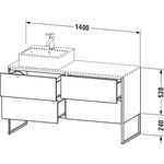 Duravit Waschtischunterbau XSQUARE 1400x400x548mm 4 Au we hgl ES Ah links