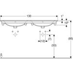 Geberit Möbel-DWT RENOVA PLAN 1300x480mm m Hahnloch mit Überlauf weiß