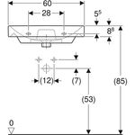 Geberit Waschtisch SMYLE Square mit Hahnloch mit Überlauf 600x480mm weiß