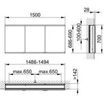 Keuco Spiegelschrank ROYAL MODULAR 2.0 Breite 1500mm Höhe 700mm Tiefe 160mm