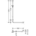 Hewi Winkelgriff SERIE 801 se 1250mm mit Brausehalter lichtgrau