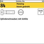 Zylinderschraube DIN 84/ISO 1207 Schlitz M1,4x 3 Messing blank gedreht 100St. - VPE: 100